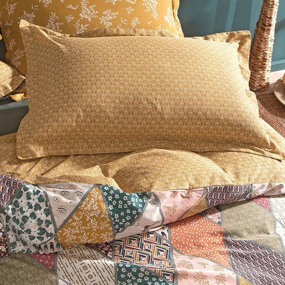 Двоен спален комплект Astrid Sateen - Mustard с два плика