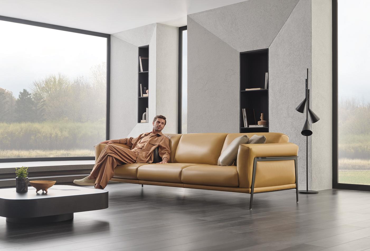 Чериместен диван Emoticon -  естествена кожа